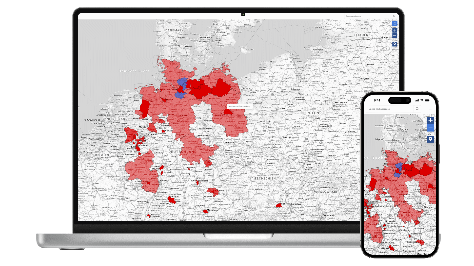 Geoportal Community map showing Hamburg's role in the nationwide digital planning initiative