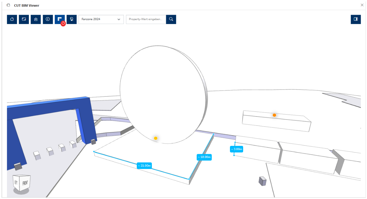 xeokit viewer showing IFC model features and measurement tools in Hamburg's platform